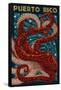 Puerto Rico - Octopus Mosaic-Lantern Press-Framed Stretched Canvas