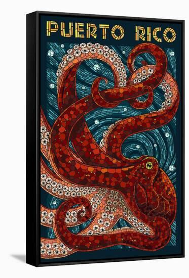 Puerto Rico - Octopus Mosaic-Lantern Press-Framed Stretched Canvas