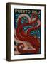 Puerto Rico - Octopus Mosaic-Lantern Press-Framed Art Print