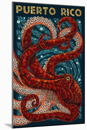 Puerto Rico - Octopus Mosaic-Lantern Press-Mounted Art Print