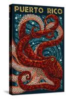 Puerto Rico - Octopus Mosaic-Lantern Press-Stretched Canvas