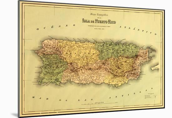 Puerto Rico - Panoramic Map-null-Mounted Poster