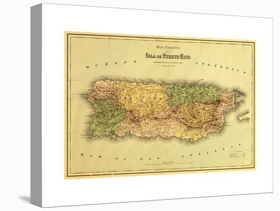 Puerto Rico - Panoramic Map-Lantern Press-Stretched Canvas