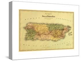 Puerto Rico - Panoramic Map-Lantern Press-Stretched Canvas