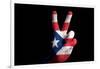 Puertorico National Flag Two Finger Up Gesture For Victory And Winner Symbol Made With Hand-vepar5-Framed Art Print