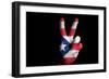 Puertorico National Flag Two Finger Up Gesture For Victory And Winner Symbol Made With Hand-vepar5-Framed Art Print