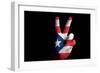 Puertorico National Flag Two Finger Up Gesture For Victory And Winner Symbol Made With Hand-vepar5-Framed Art Print