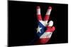 Puertorico National Flag Two Finger Up Gesture For Victory And Winner Symbol Made With Hand-vepar5-Mounted Art Print