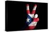 Puertorico National Flag Two Finger Up Gesture For Victory And Winner Symbol Made With Hand-vepar5-Stretched Canvas