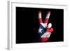 Puertorico National Flag Two Finger Up Gesture For Victory And Winner Symbol Made With Hand-vepar5-Framed Art Print