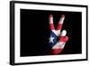 Puertorico National Flag Two Finger Up Gesture For Victory And Winner Symbol Made With Hand-vepar5-Framed Art Print