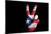 Puertorico National Flag Two Finger Up Gesture For Victory And Winner Symbol Made With Hand-vepar5-Mounted Art Print