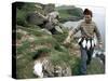 Puffin Catcher, Faroe Islands (Faeroes), Denmark, North Atlantic-Adam Woolfitt-Stretched Canvas