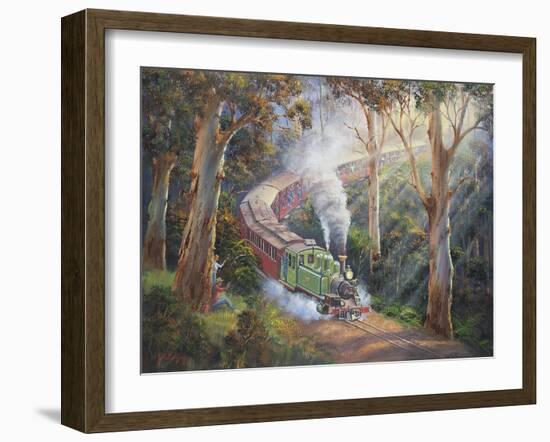 Puffing Billy in Sherbrook Forest-John Bradley-Framed Giclee Print