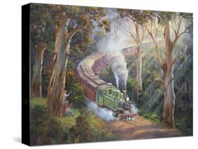 Puffing Billy in Sherbrook Forest-John Bradley-Stretched Canvas