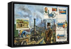 Puffing Billy-Green-Framed Stretched Canvas