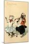 Pug and Cat Dancing the Cake Walk-null-Mounted Art Print