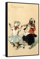 Pug and Cat Dancing the Cake Walk-null-Framed Stretched Canvas