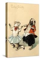 Pug and Cat Dancing the Cake Walk-null-Stretched Canvas