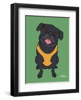 Pug Black-Tomoyo Pitcher-Framed Giclee Print
