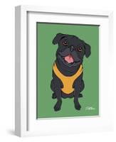 Pug Black-Tomoyo Pitcher-Framed Giclee Print