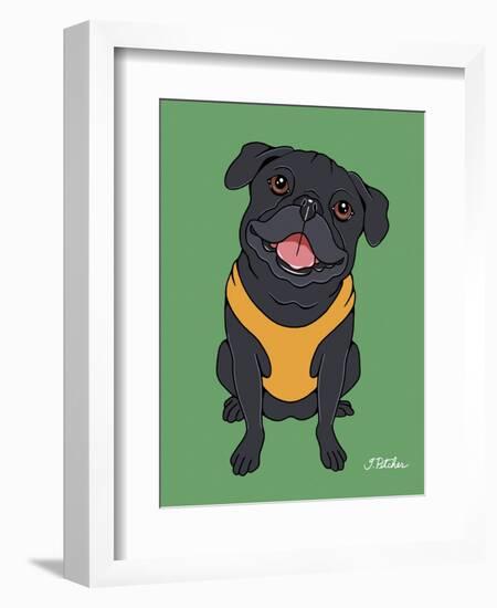 Pug Black-Tomoyo Pitcher-Framed Giclee Print