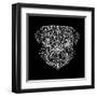 Pug Head Black Mesh-Lisa Kroll-Framed Art Print