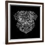 Pug Head Black Mesh-Lisa Kroll-Framed Art Print