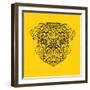 Pug Head Yellow Mesh-Lisa Kroll-Framed Art Print