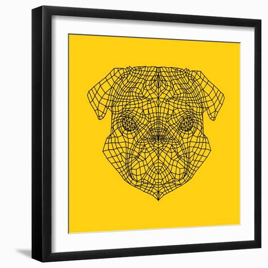 Pug Head Yellow Mesh-Lisa Kroll-Framed Art Print