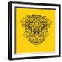 Pug Head Yellow Mesh-Lisa Kroll-Framed Art Print