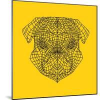 Pug Head Yellow Mesh-Lisa Kroll-Mounted Art Print