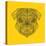 Pug Head Yellow Mesh-Lisa Kroll-Stretched Canvas