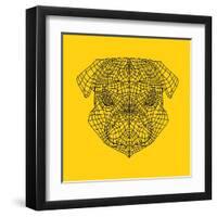 Pug Head Yellow Mesh-Lisa Kroll-Framed Art Print