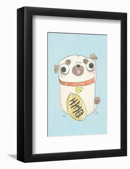 Pug holding sign - Hannah Stephey Cartoon Dog Print-Hannah Stephey-Framed Giclee Print