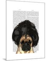 Pug in a Bad Wig-Fab Funky-Mounted Art Print