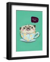 Pug in a mug - Hannah Stephey Cartoon Dog Print-Hannah Stephey-Framed Art Print