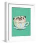Pug in a teacup - Hannah Stephey Cartoon Dog Print-Hannah Stephey-Framed Art Print