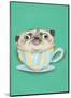 Pug in a teacup - Hannah Stephey Cartoon Dog Print-Hannah Stephey-Mounted Art Print