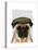 Pug in Flat Cap-Fab Funky-Stretched Canvas