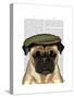 Pug in Flat Cap-Fab Funky-Stretched Canvas