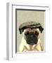 Pug in Flat Cap-Fab Funky-Framed Art Print