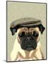 Pug in Flat Cap-Fab Funky-Mounted Art Print