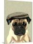 Pug in Flat Cap-Fab Funky-Mounted Art Print