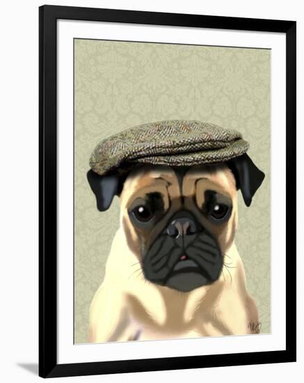 Pug in Flat Cap-Fab Funky-Framed Art Print