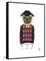 Pug in Hipster Style-Olga Angellos-Framed Stretched Canvas