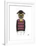 Pug in Hipster Style-Olga Angellos-Framed Art Print