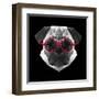 Pug in Red Glasses-Lisa Kroll-Framed Art Print