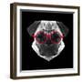 Pug in Red Glasses-Lisa Kroll-Framed Art Print