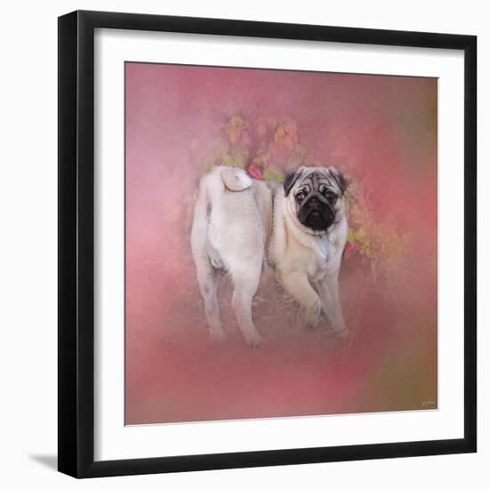 Pug in the Garden-Jai Johnson-Framed Premium Giclee Print